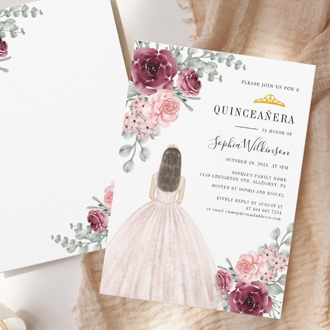 Floral Watercolor Quinceanera 15th Birthday Invitation (Floral Watercolor Quinceanera 15th Birthday Invitation)