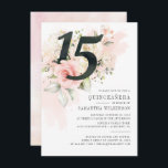 Floral Watercolor Quinceanera 15th Birthday Party  Invitation<br><div class="desc">Cute modern yet elegant Quinceañera Mis Quince Anos birthday party invitations. Rustic floral olive green and rose gold flowers with faux gold dress design. The template that can be easily edited and the text replaced with your own details by clicking the "Personalise" button. For further customisation, please click the "Customise...</div>