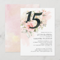 Floral Watercolor Quinceanera 15th Birthday Party