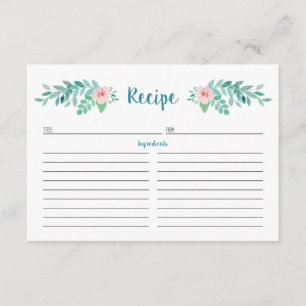 Floral Watercolor Recipe Cards