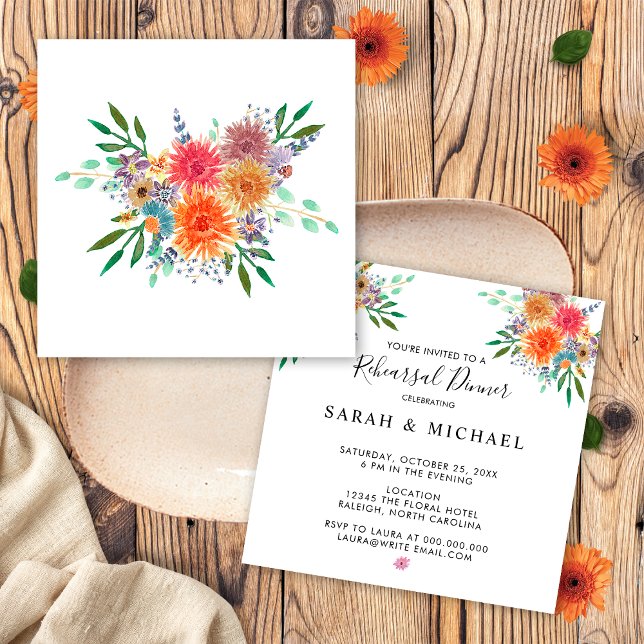 Floral Watercolor Rehearsal Dinner Invitation (Creator Uploaded)