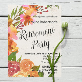 Floral Watercolor Retirement Party Invitation