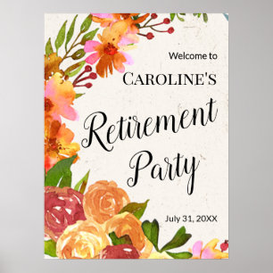 Floral Watercolor Retirement Party Poster