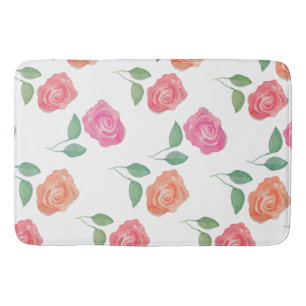 Floral Watercolor Rose Bath Mat