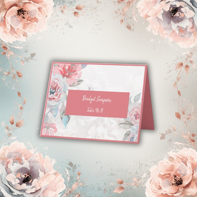Floral watercolor rose peony wedding guest card (Creator Uploaded)
