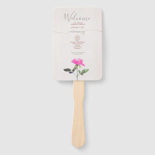 Floral Watercolor Rose Terracotta Wedding Hand Fan