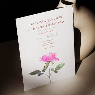 Floral Watercolor Rose Terracotta Wedding Invitation
