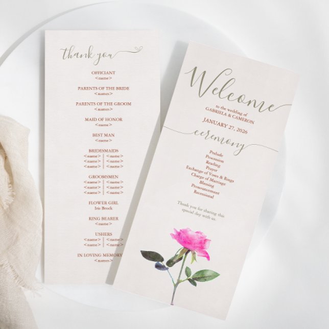 Floral Watercolor Rose Terracotta Wedding Programme (Creator Uploaded)