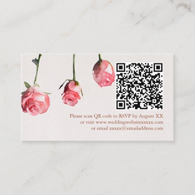 Floral Watercolor Roses Terracotta Wedding Enclosure Card (Front)
