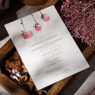 Floral Watercolor Roses Terracotta Wedding Invitation