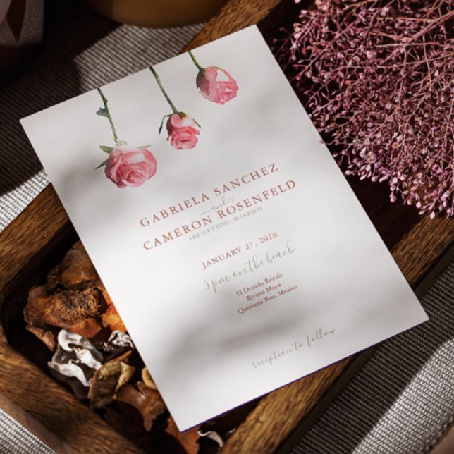 Floral Watercolor Roses Terracotta Wedding Invitation (Creator Uploaded)