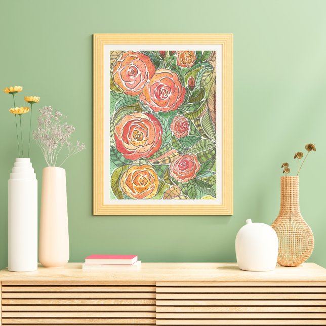 Floral Watercolor Roses Wall Art (Creator Uploaded)
