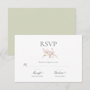 Floral Watercolor Script Pastel Green Wedding RSVP Card