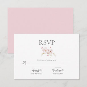 Floral Watercolor Script Pastel Pink Wedding RSVP Card