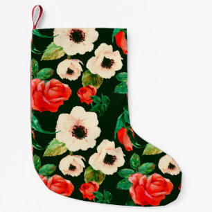 Floral watercolor seamless pattern. White poppies Small Christmas Stocking
