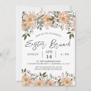 floral watercolor Spring Easter Dinner Invitation