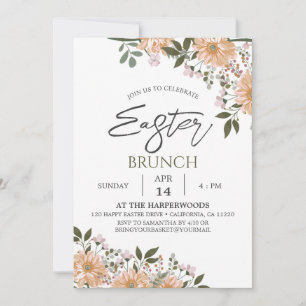 floral watercolor Spring Easter Dinner Invitation