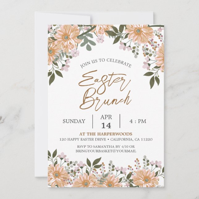 floral watercolor Spring Easter Dinner Invitation (Front)