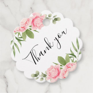 Floral watercolor spring / summer rose wedding favour tags