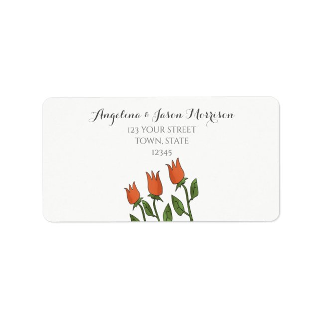 Floral Watercolor Spring Tulips White Pure Elegant Label (Front)