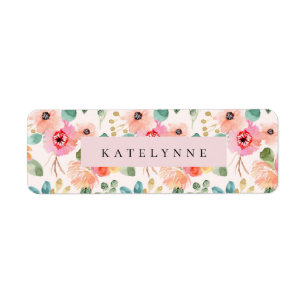 Floral Watercolor Stickers Flowers Name Labels