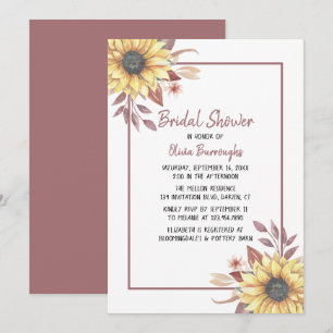 Floral Watercolor Sunflower Fall Bridal Shower Invitation