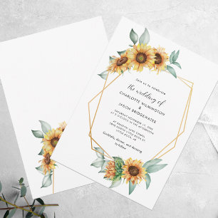 Floral Watercolor Sunflower Greenery Wedding Invitation