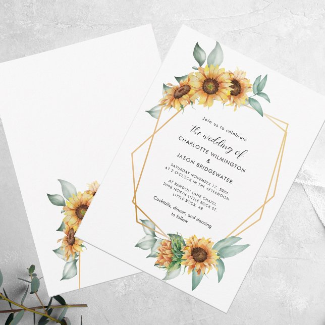 Floral Watercolor Sunflower Greenery Wedding Invitation (Floral Watercolor Sunflower Greenery Wedding Invitation)
