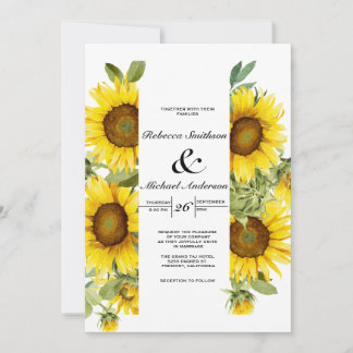 floral watercolor sunflowers invitation
