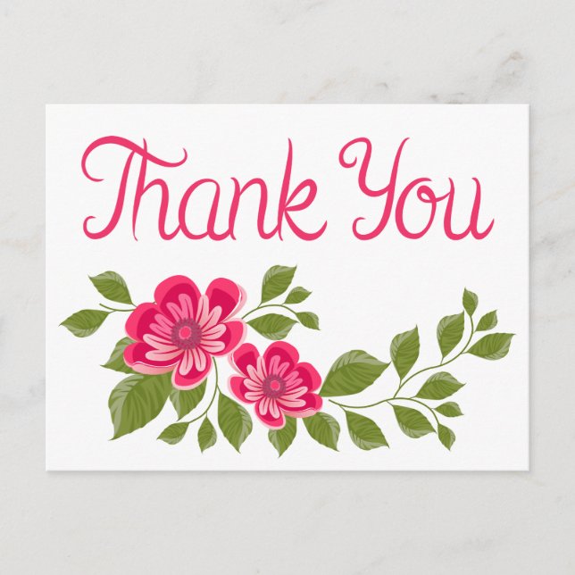 Floral Watercolor Thank You Purple Flower Postcard (Front)