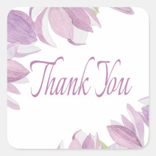 Floral Watercolor Thank You Purple Flowers Wedding Square Sticker