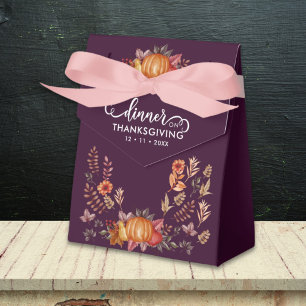 Floral Watercolor Thanksgiving Dinner Favour Box