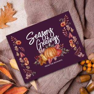 Floral Watercolor Thanksgiving Dinner Holiday Postcard