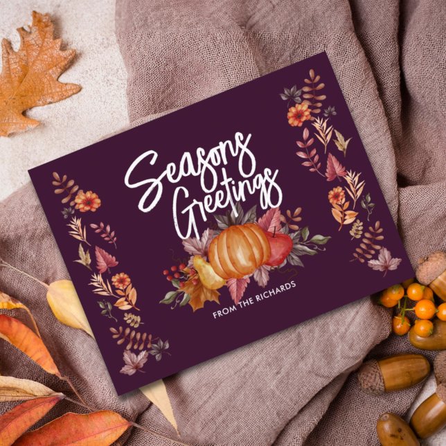 Floral Watercolor Thanksgiving Dinner Holiday Postcard (Creator Uploaded)