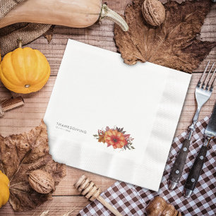 Floral Watercolor Thanksgiving Dinner Napkin
