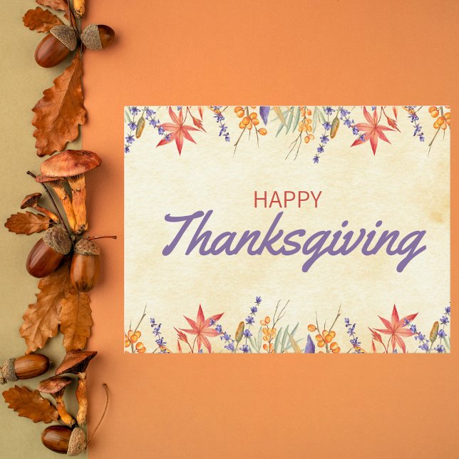 Floral Watercolor Thanksgiving  Postcard (Creator Uploaded)