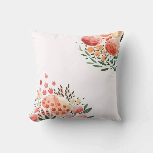 Floral Watercolor Throw Pillow (Front)