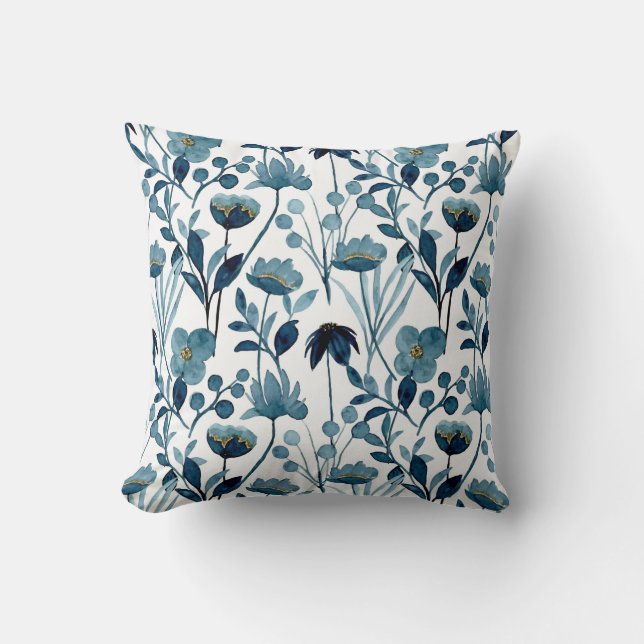 Floral Watercolor Throw Pillow (Front)