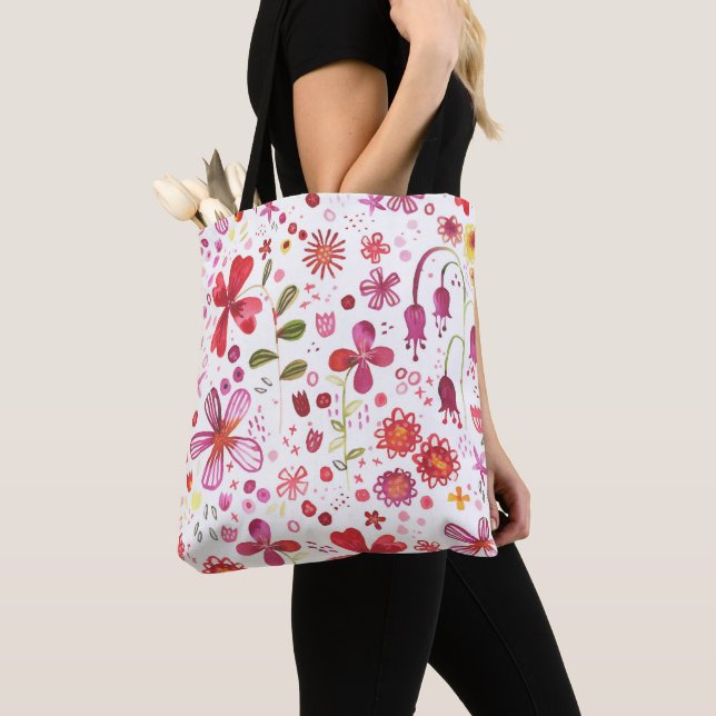 Floral Watercolor Tote Bag (Close Up)