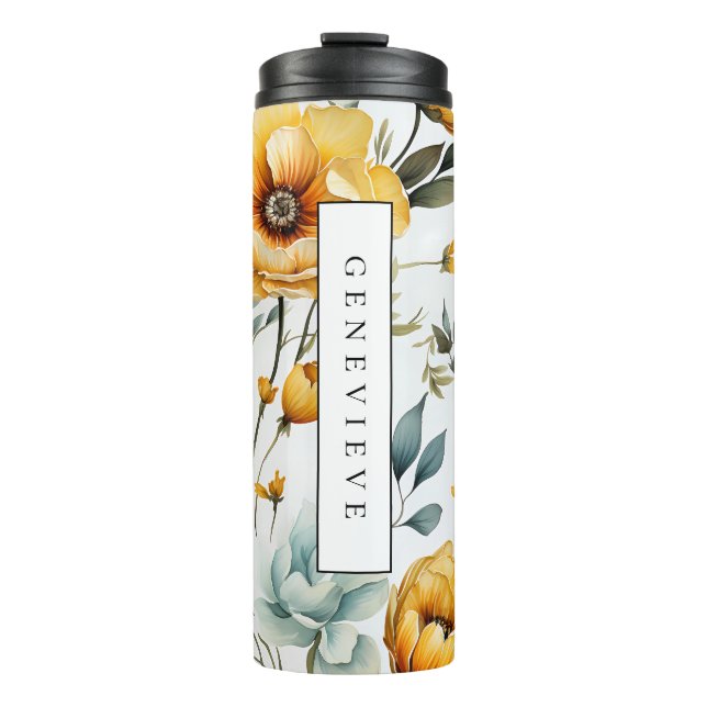 Floral Watercolor Travel Mug Drink Thermal Tumbler (Front)