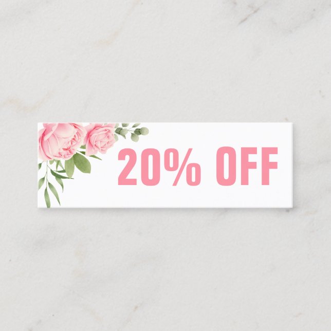 Floral watercolor trendy pink rose discount card (Front)