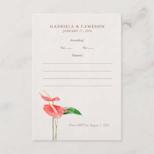 Floral Watercolor Tropical Laceleaf Wedding Enclosure Card