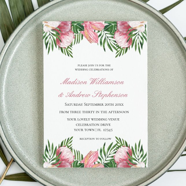 Floral Watercolor Tropical Paradise Wedding Invitation (Creator Uploaded)