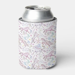 Floral Watercolor Unicorn Pattern Can Cooler