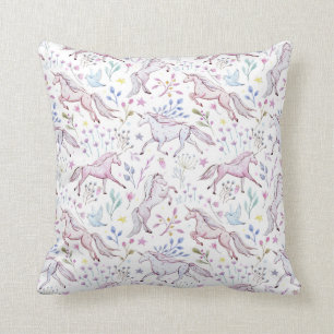 Floral Watercolor Unicorn Pattern Cushion