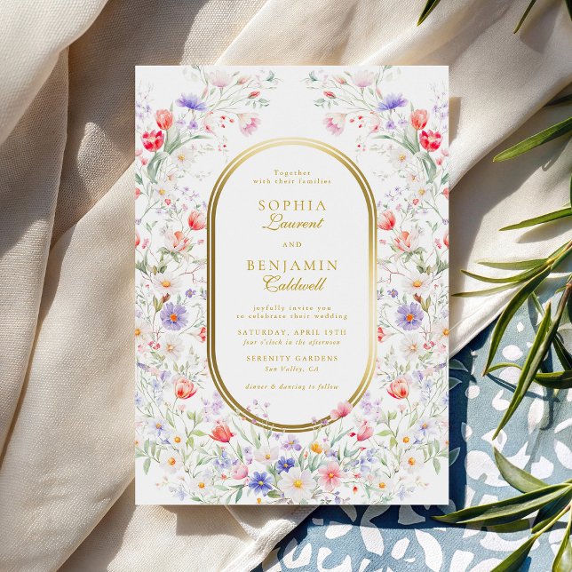 Floral Watercolor Vibrant Blooms Elegant Wedding Invitation (Creator Uploaded)
