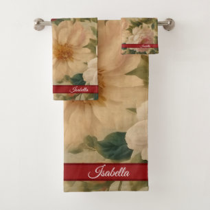 Floral Watercolor Vintage Modern Collection Bath Towel Set