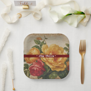 Floral Watercolor Vintage Popular Collection Paper Plate