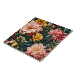 Floral Watercolor Vintage Popular Collection Tile