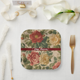 Floral Watercolor Vintage Trendy Collection Paper Plate